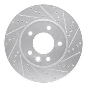 Porsche Cayenne Brake Rotor (1) - Right Front - R1 Concepts - Drilled & Slotted - Silver - `03-`18